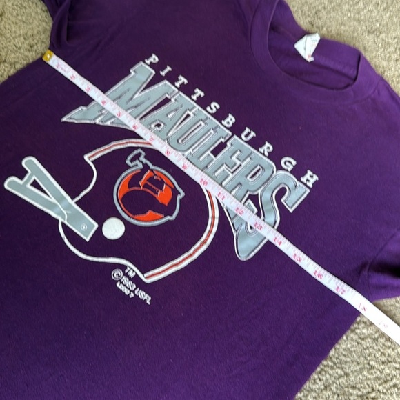 Pittsburgh Maulers USFL 1983 Purple Logo Single Stitch Tee - Picture 5 of 7